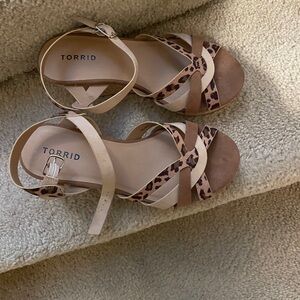 Torrid Leopard Print Strappy Sandals - Brown and Tan
